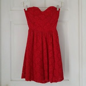 2B Bebe Red Strapless Dress